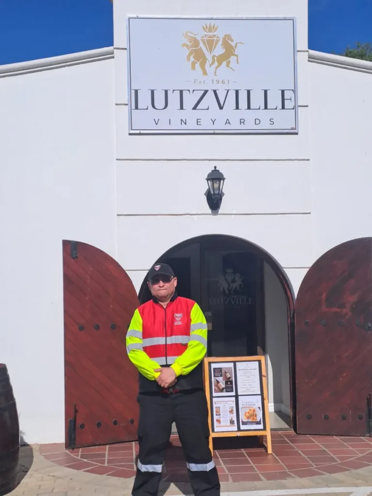 Lutzville vineyards wolf security entrance